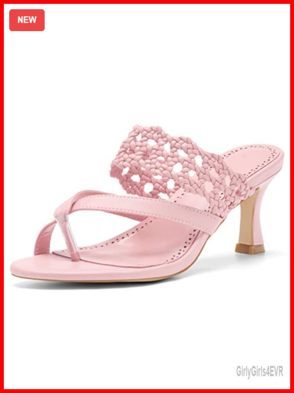 Coutgo Women's Kitten Heel Sandals Open Toe Ankle Strap Thong Slide